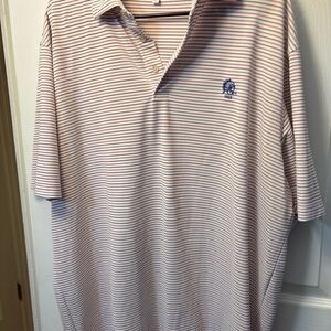 Peter Millar White Polo with Red & Blue Stripes